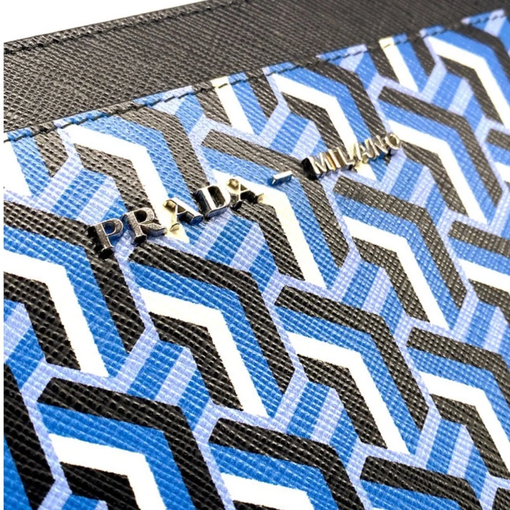 NWT Prada Blue and Black Geometric Tablet Sleeve, IPad case!